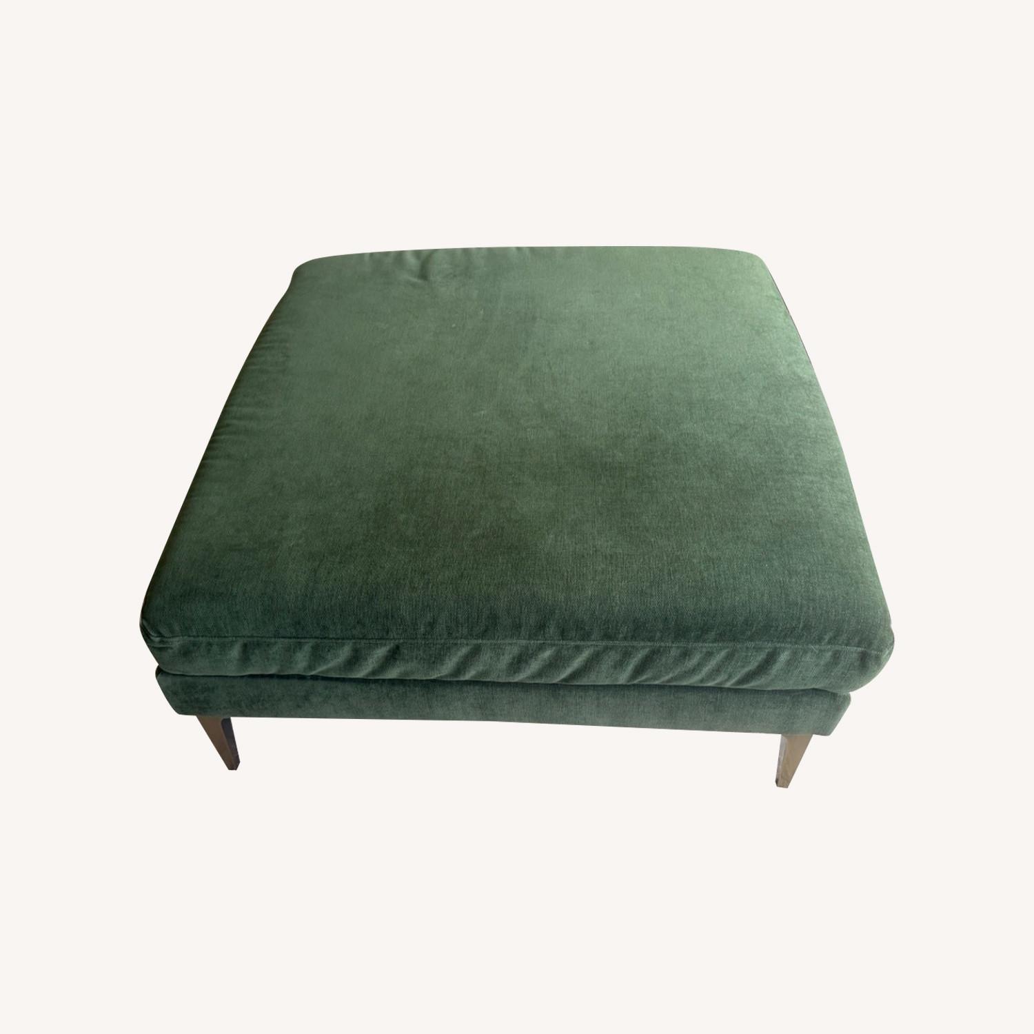 West Elm Andes Green Velvet Ottoman  - image-0