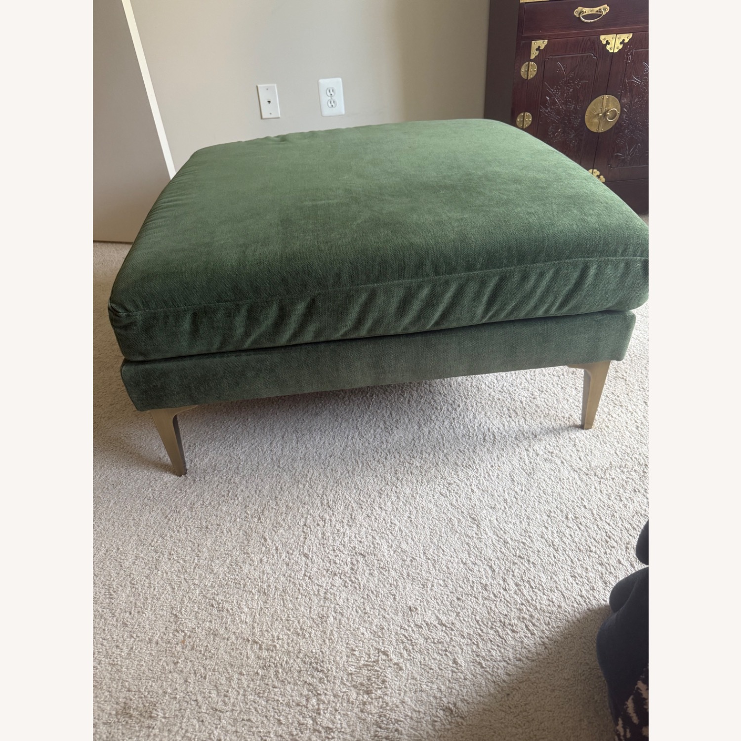 West Elm Andes Green Velvet Ottoman  - image-2