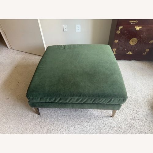 Used West Elm Andes Green Velvet Ottoman  for sale on AptDeco