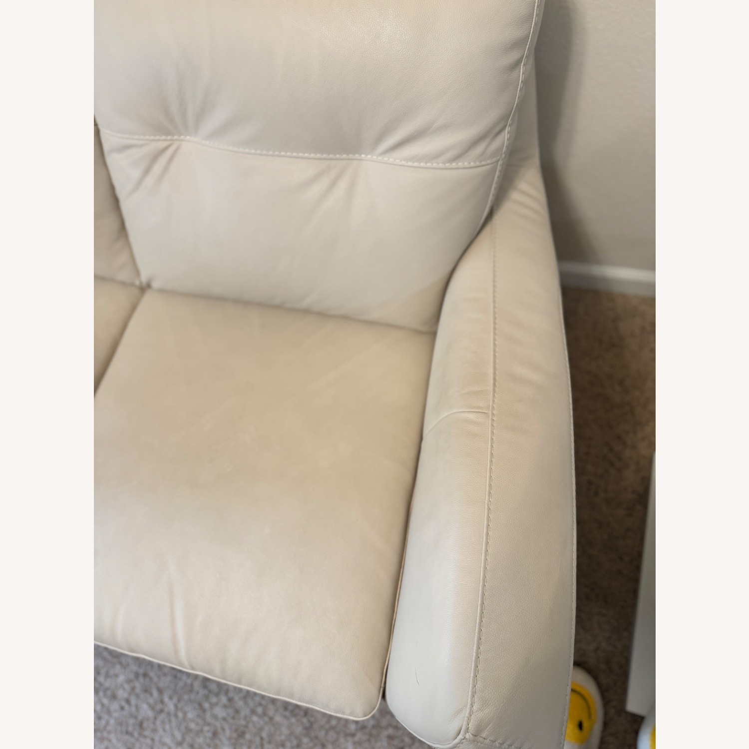 Cream Leather 3 Seater Couch - image-4