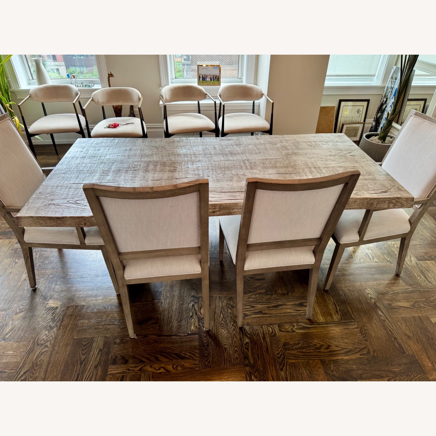 Restoration Hardware Grey Wood Dining Set - image-2