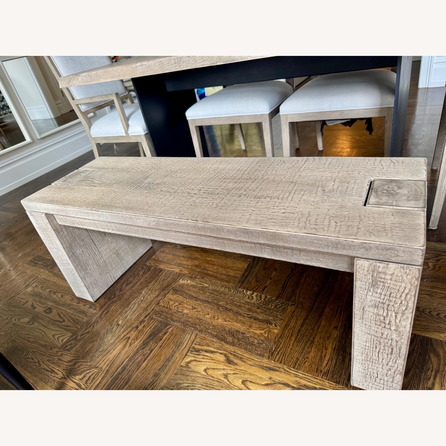 Restoration Hardware Grey Oak Parsons Bench - image-5