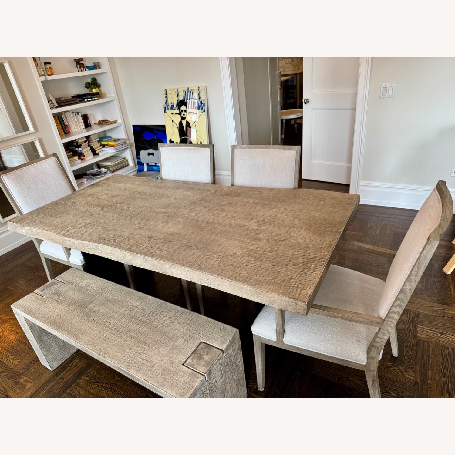 Restoration Hardware Grey Oak Parsons Bench - image-2