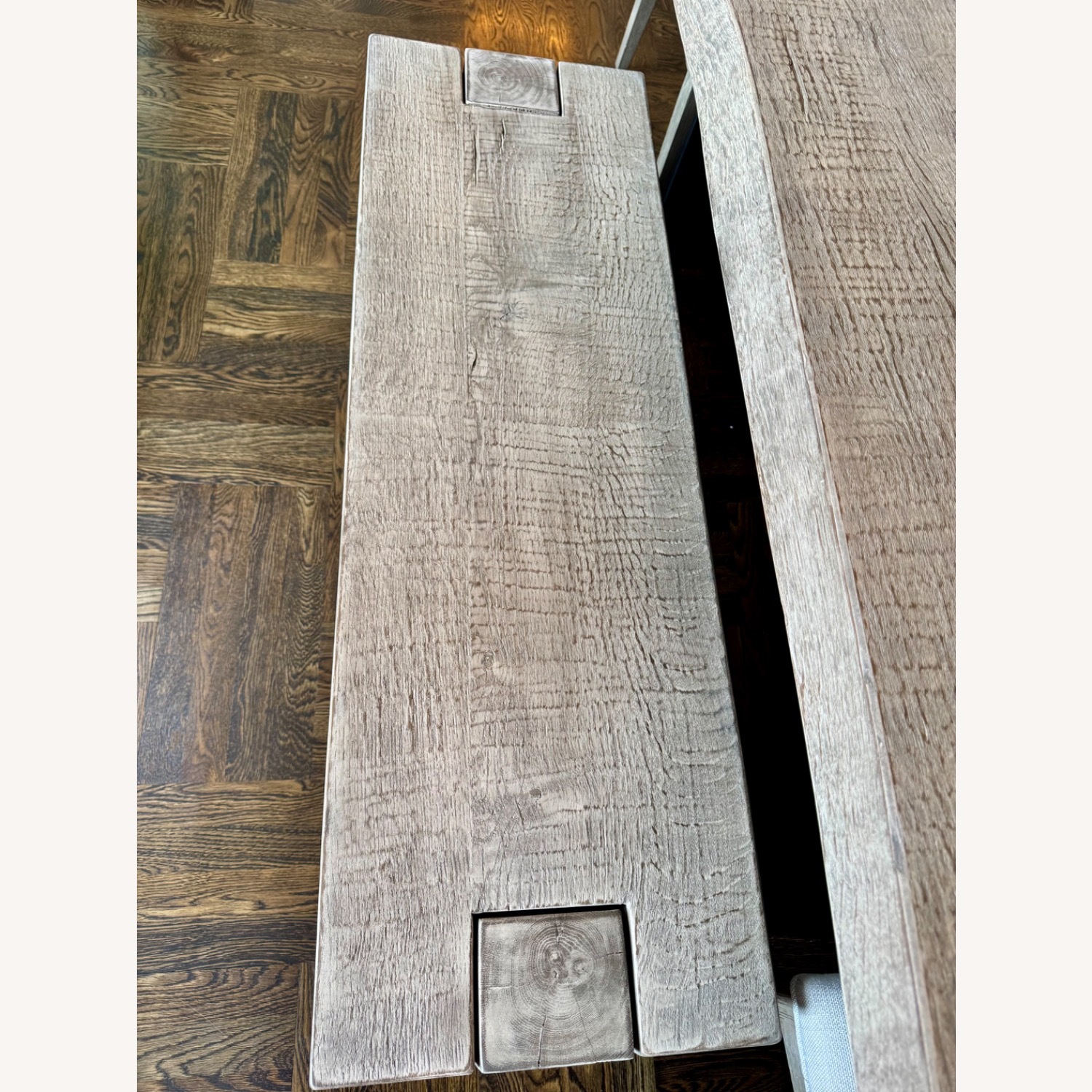 Restoration Hardware Grey Oak Parsons Bench - image-1