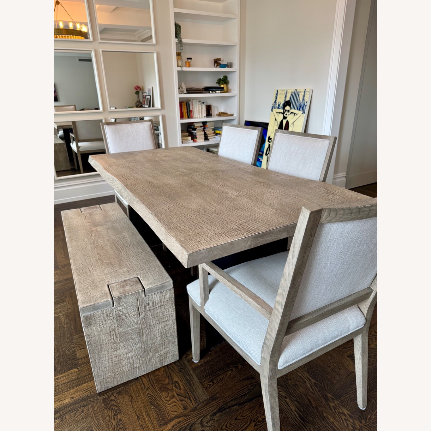 Restoration Hardware Grey Oak Parsons Bench - image-3