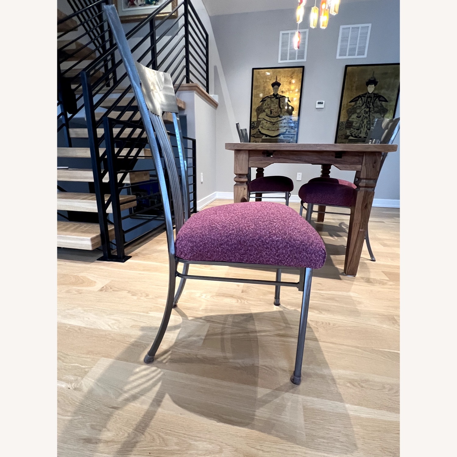 Modern Steel Dining Chairs 4 Cushions - image-2