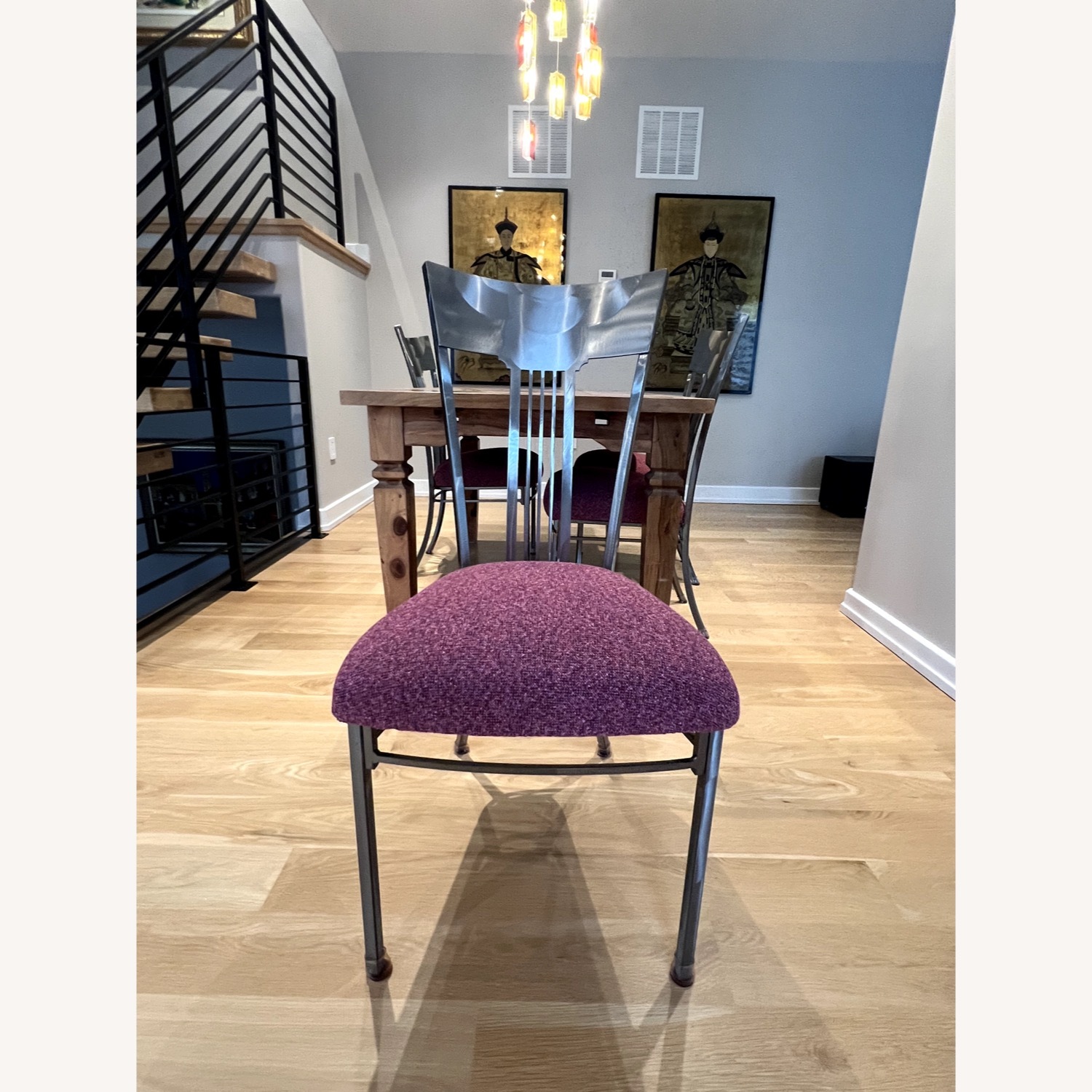 Modern Steel Dining Chairs 4 Cushions - image-0