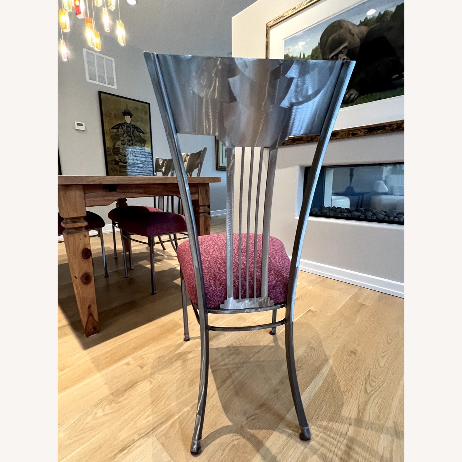 Modern Steel Dining Chairs 4 Cushions - image-3