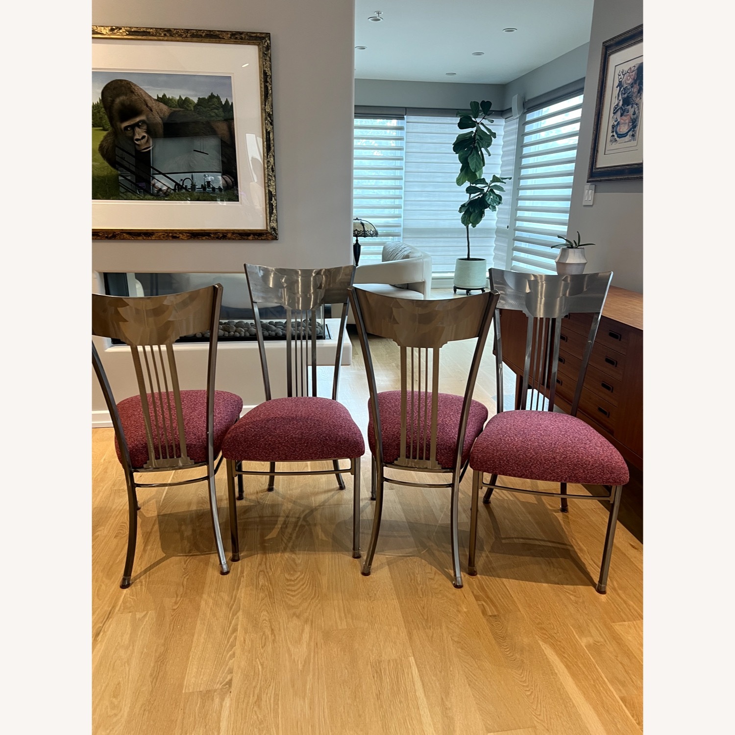 Modern Steel Dining Chairs 4 Cushions - image-4