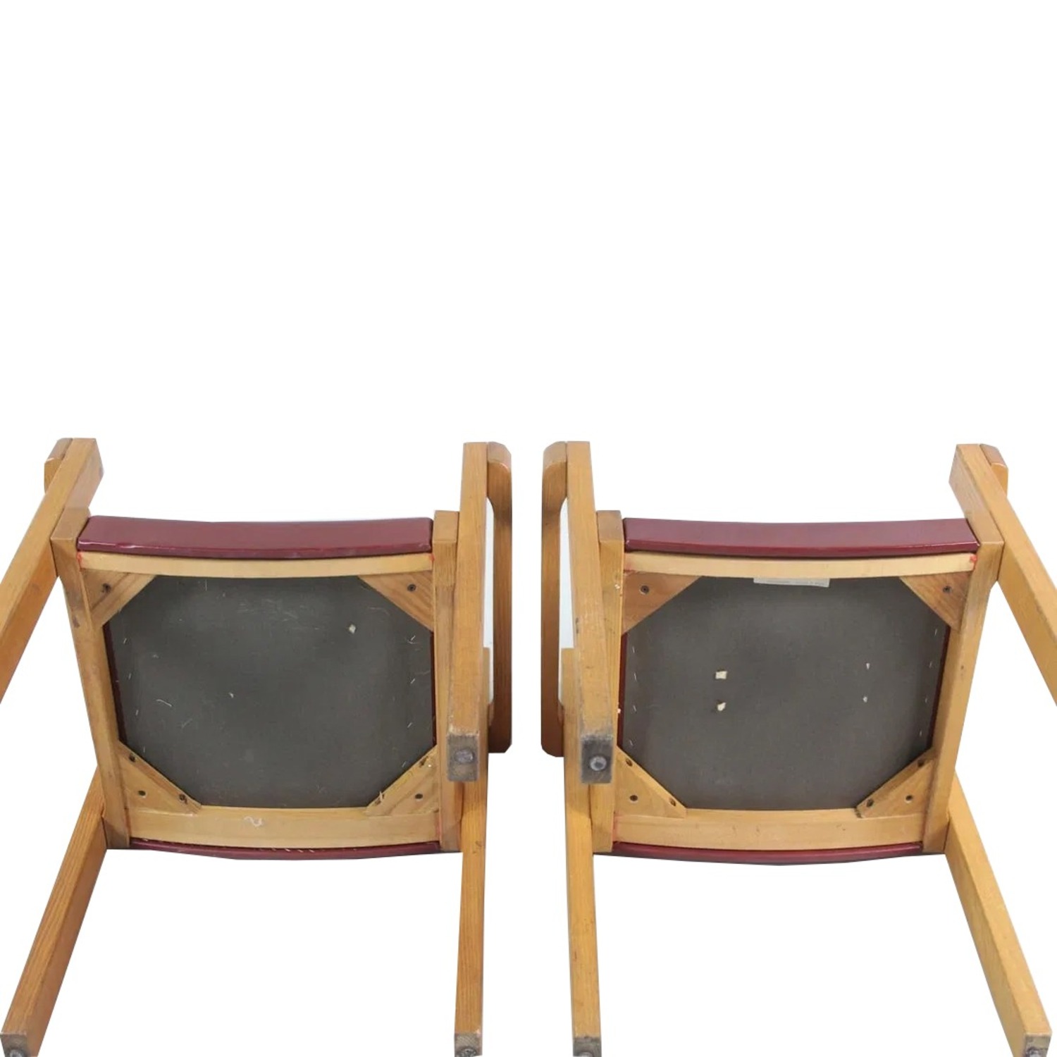 Pair of Mid-Century Modern Oak & Vinyl Armchairs - image-5