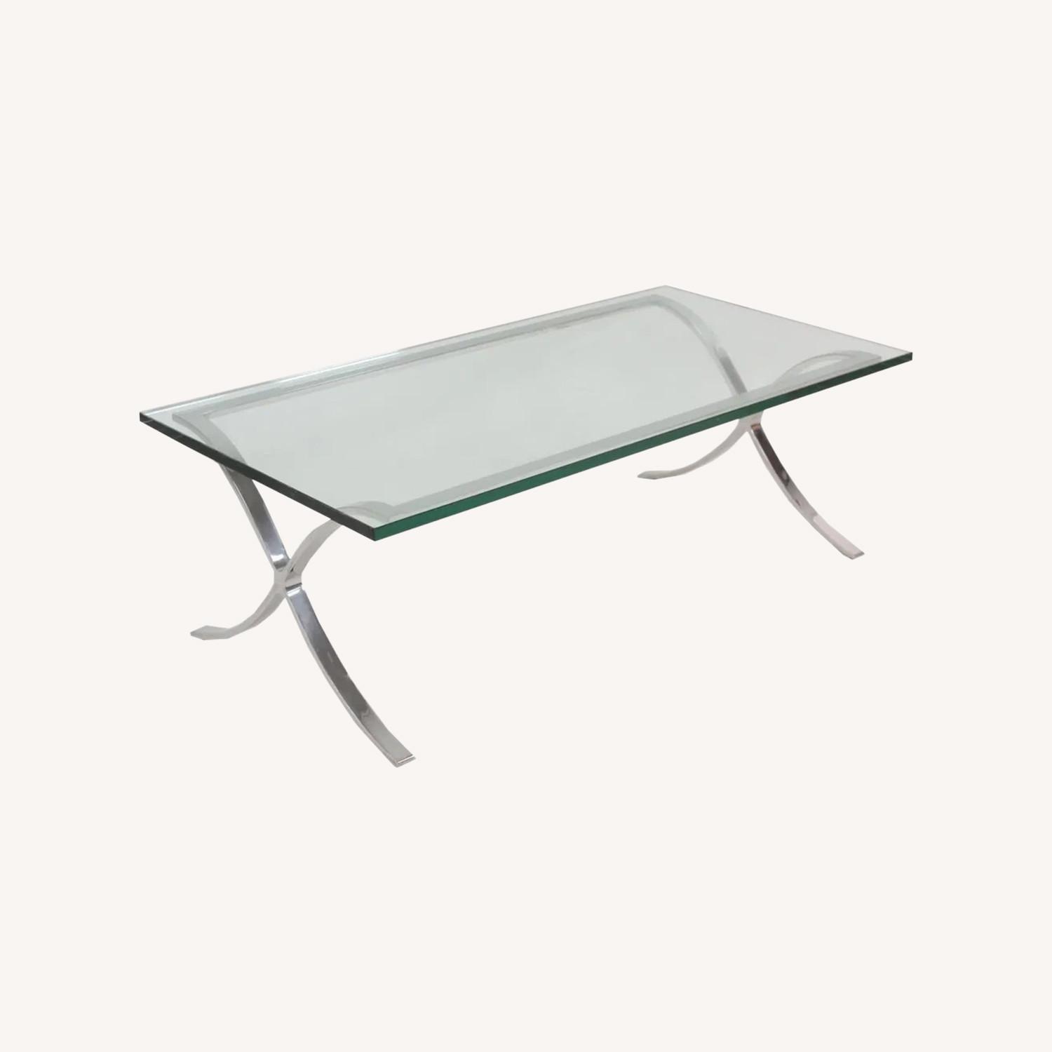 Modern Glass and Polished Chrome Cocktail Table - image-0