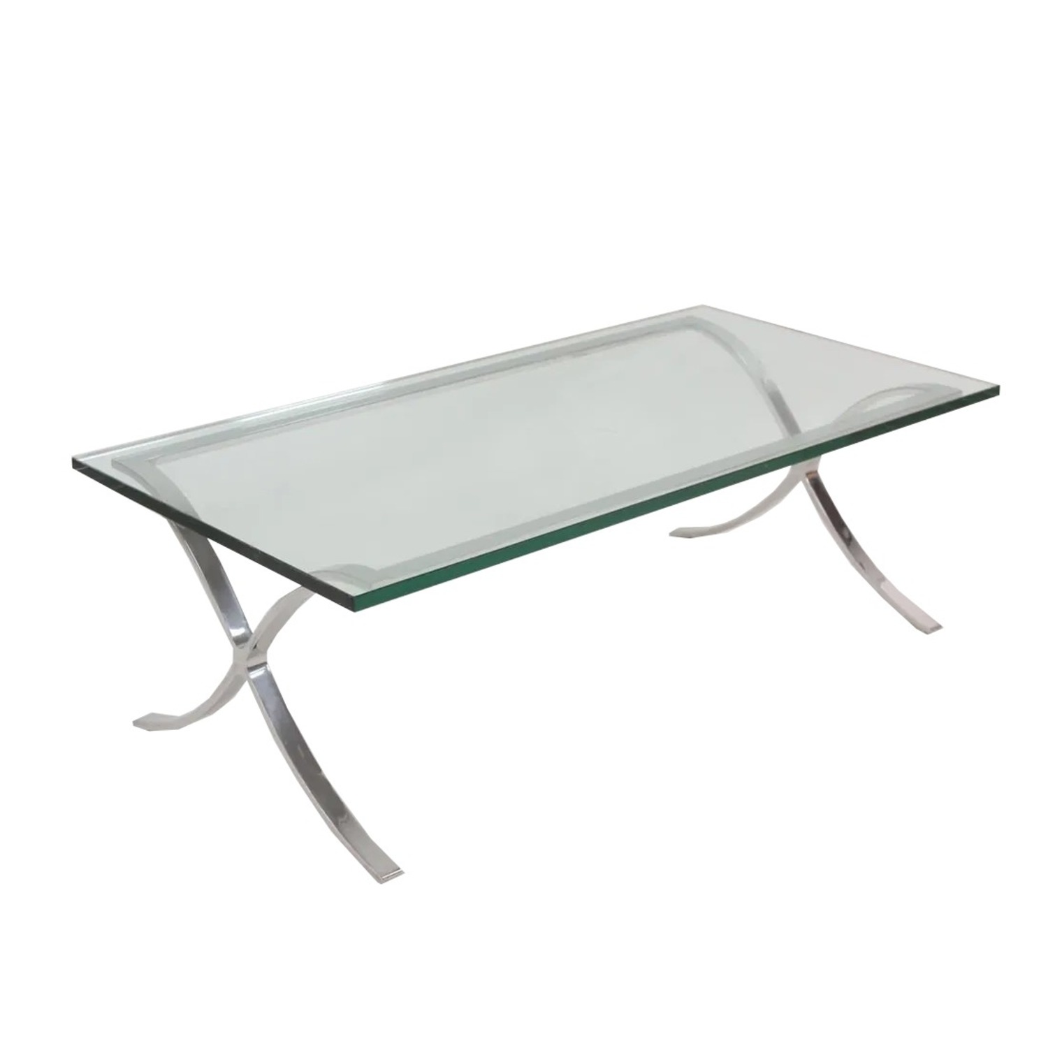 Modern Glass and Polished Chrome Cocktail Table - image-1