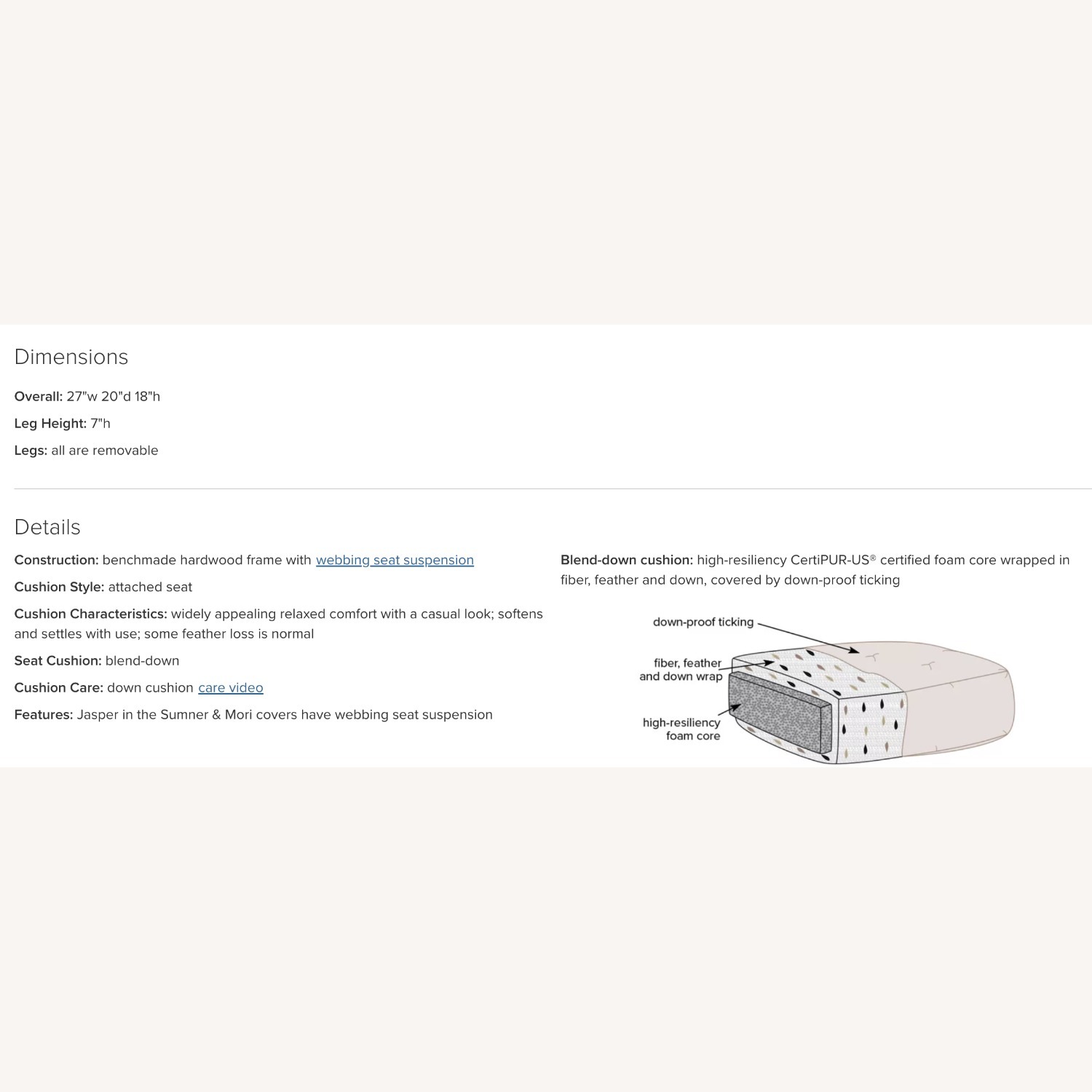 Room & Board Cade Sofa W Jasper Ottoman - image-8