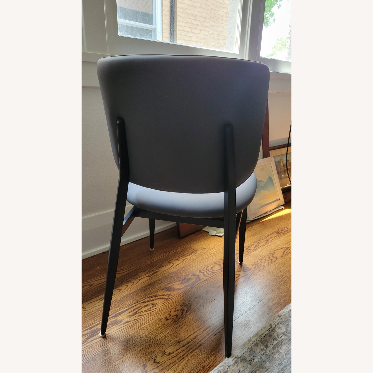 Mid-century Modern Gray Faux Leather Side Chairs - image-2