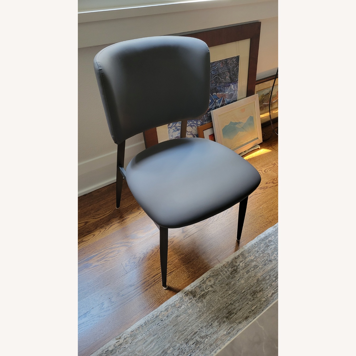 Mid-century Modern Gray Faux Leather Side Chairs - image-1