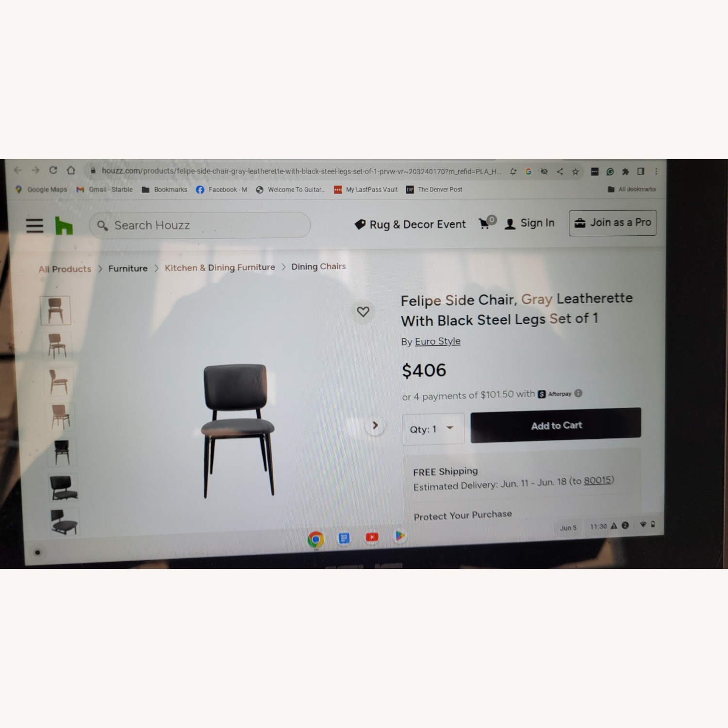 Mid-century Modern Gray Faux Leather Side Chairs - image-4