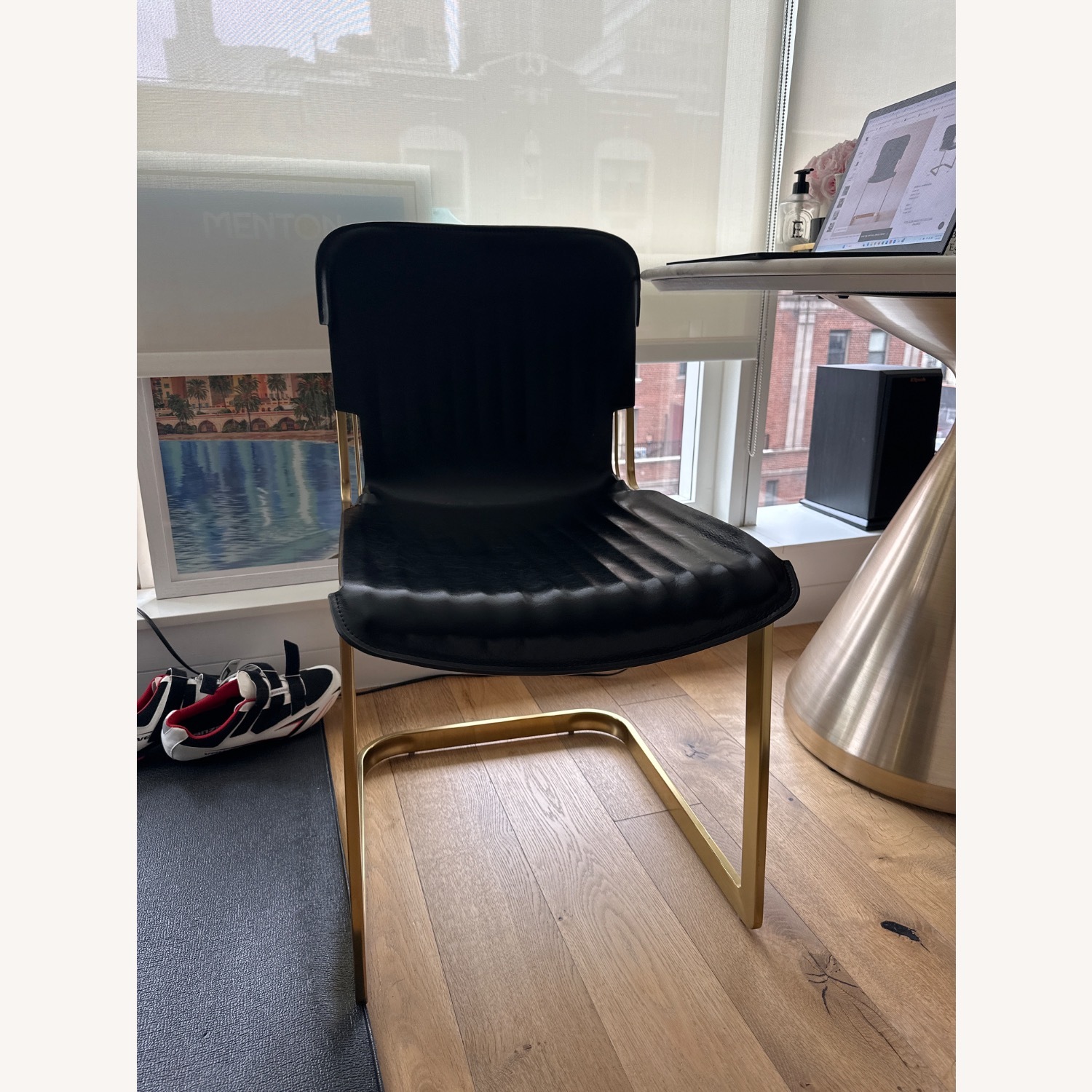 CB2 Kravitz Design Rake Black Leather Chairs (2) - image-1