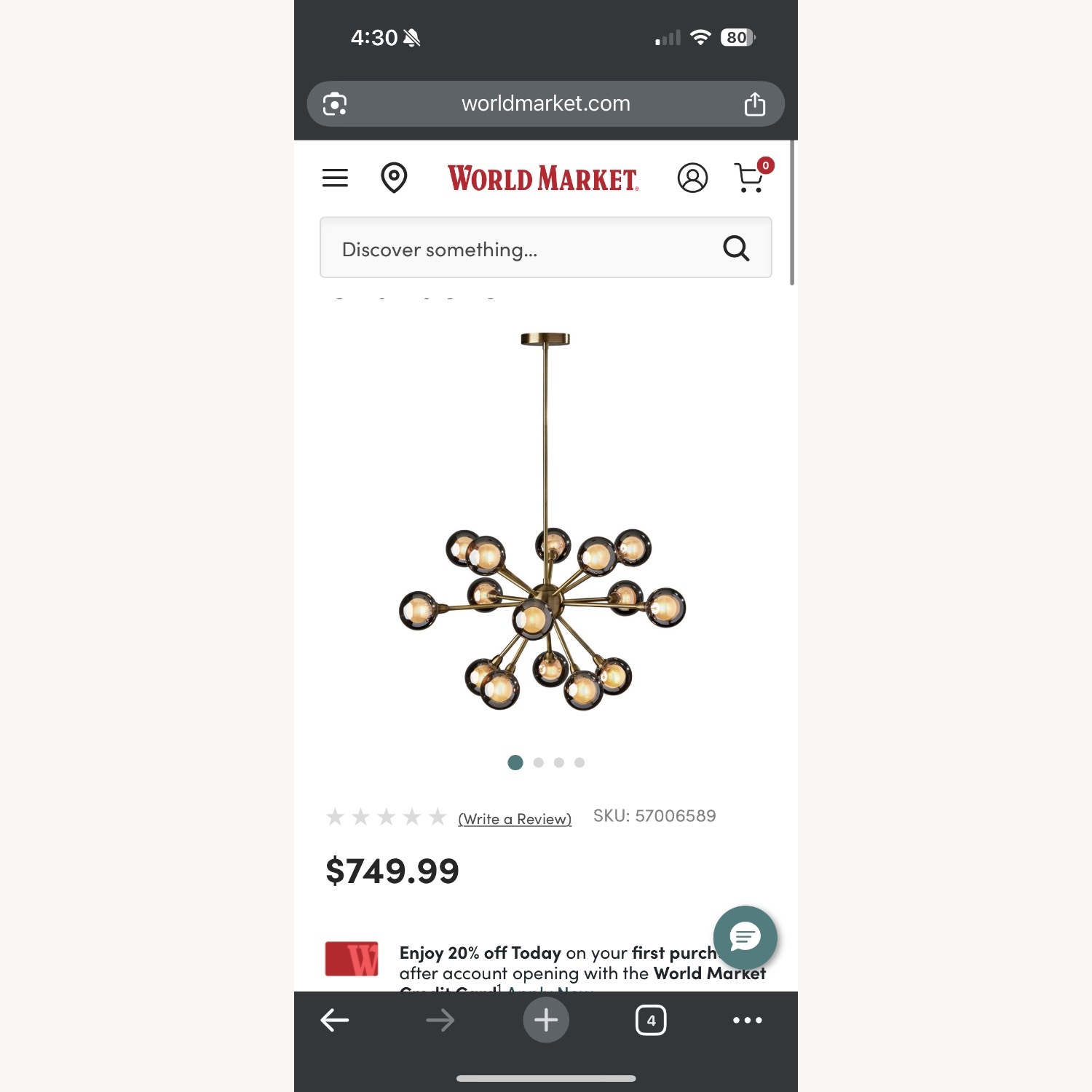 Brass + Smoke Glass 15-Light Chandelier - image-3