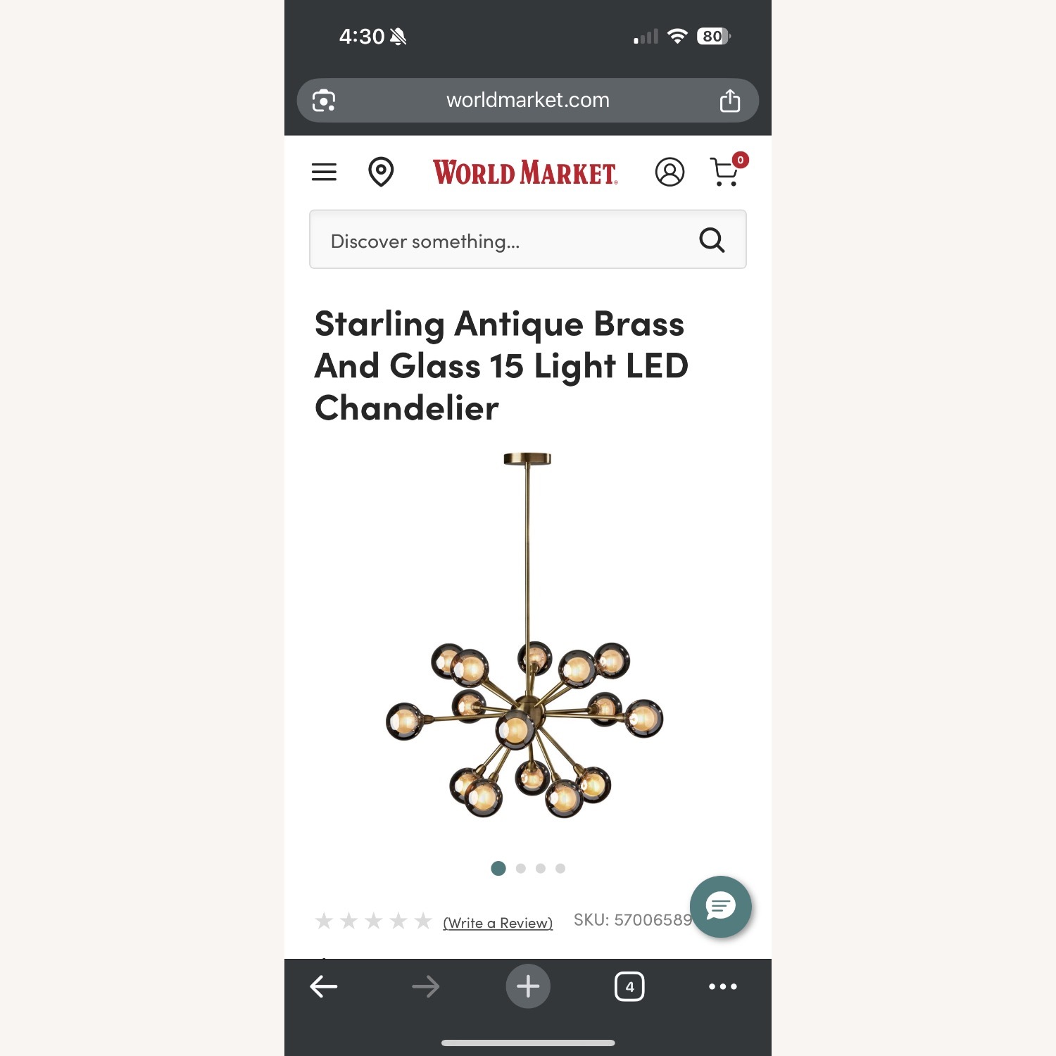 Brass + Smoke Glass 15-Light Chandelier - image-2