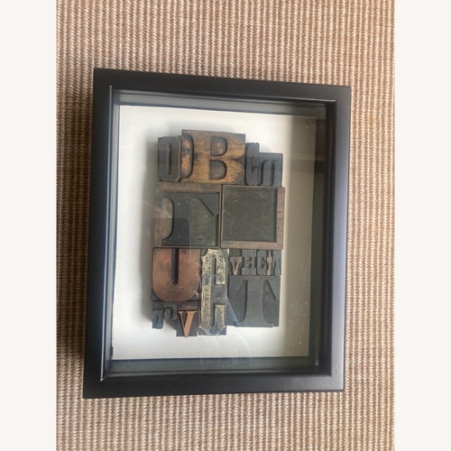 Used Framed Vintage Letterpress Wood Type Collage for sale on AptDeco