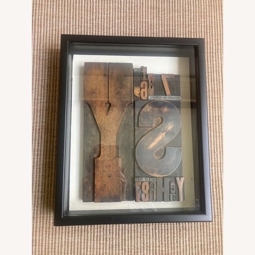 Used Framed Vintage Letterpress Wood Type Collage for sale on AptDeco
