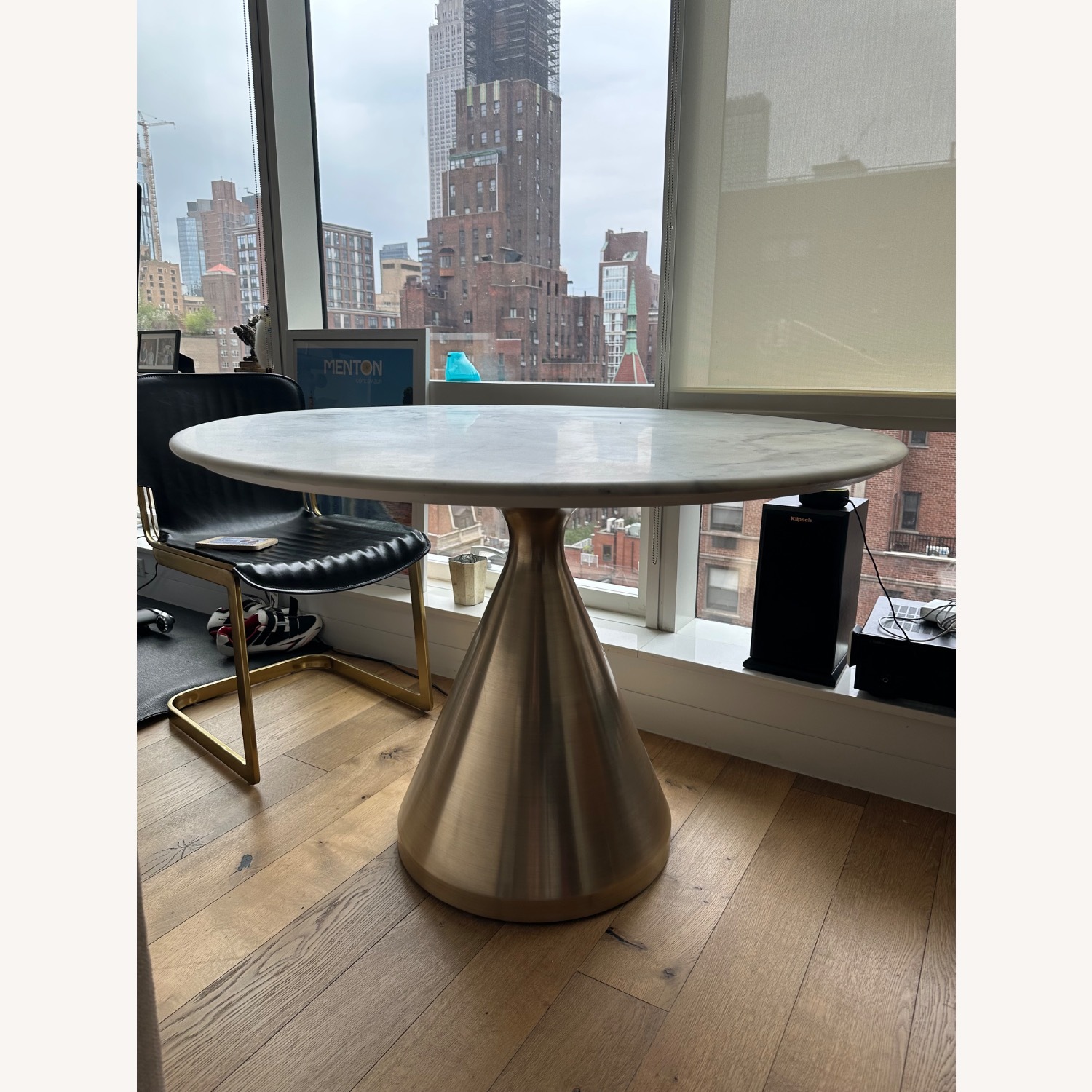 West Elm Silhouette Pedestal Marble Dining Table - image-1
