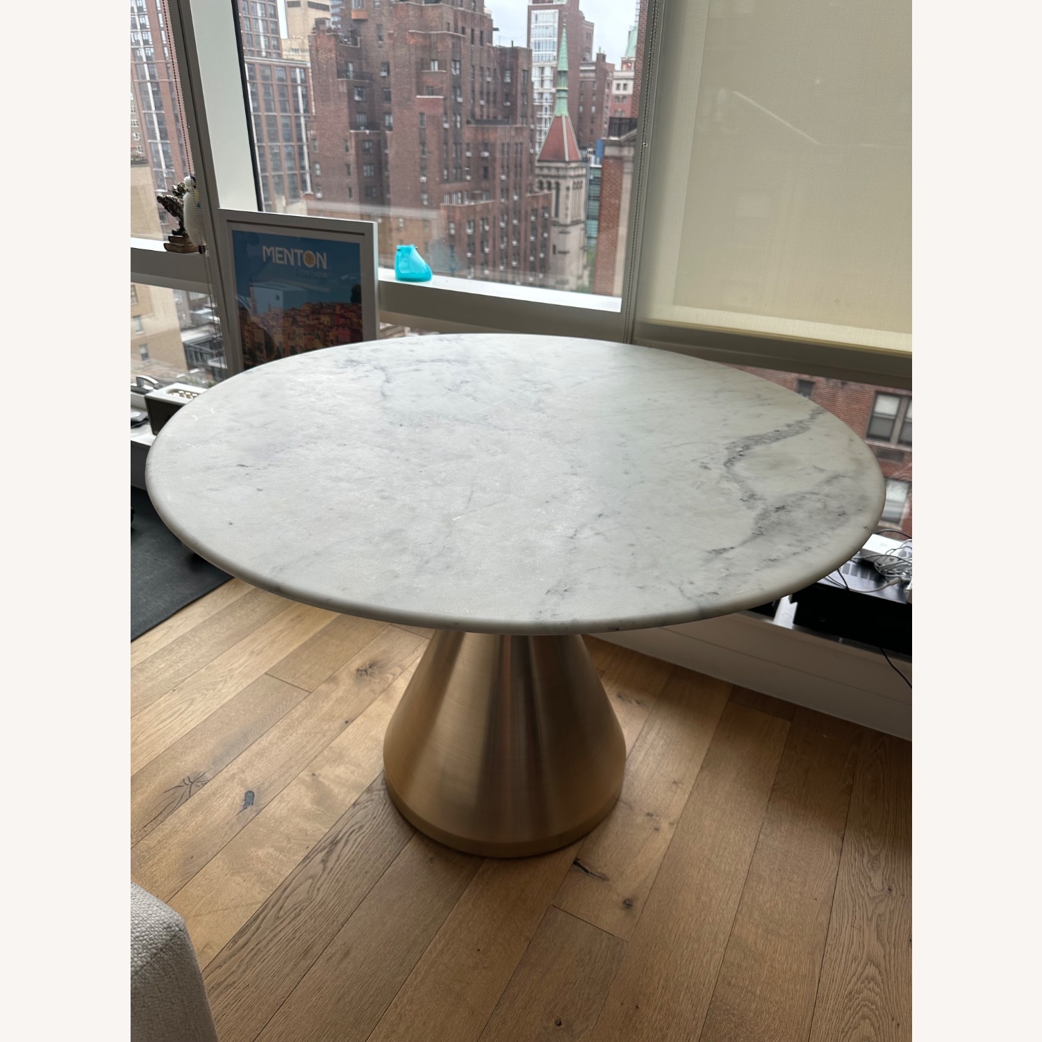 West Elm Silhouette Pedestal Marble Dining Table - image-2