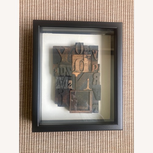 Used Framed Vintage Letterpress Wood Type Collage for sale on AptDeco