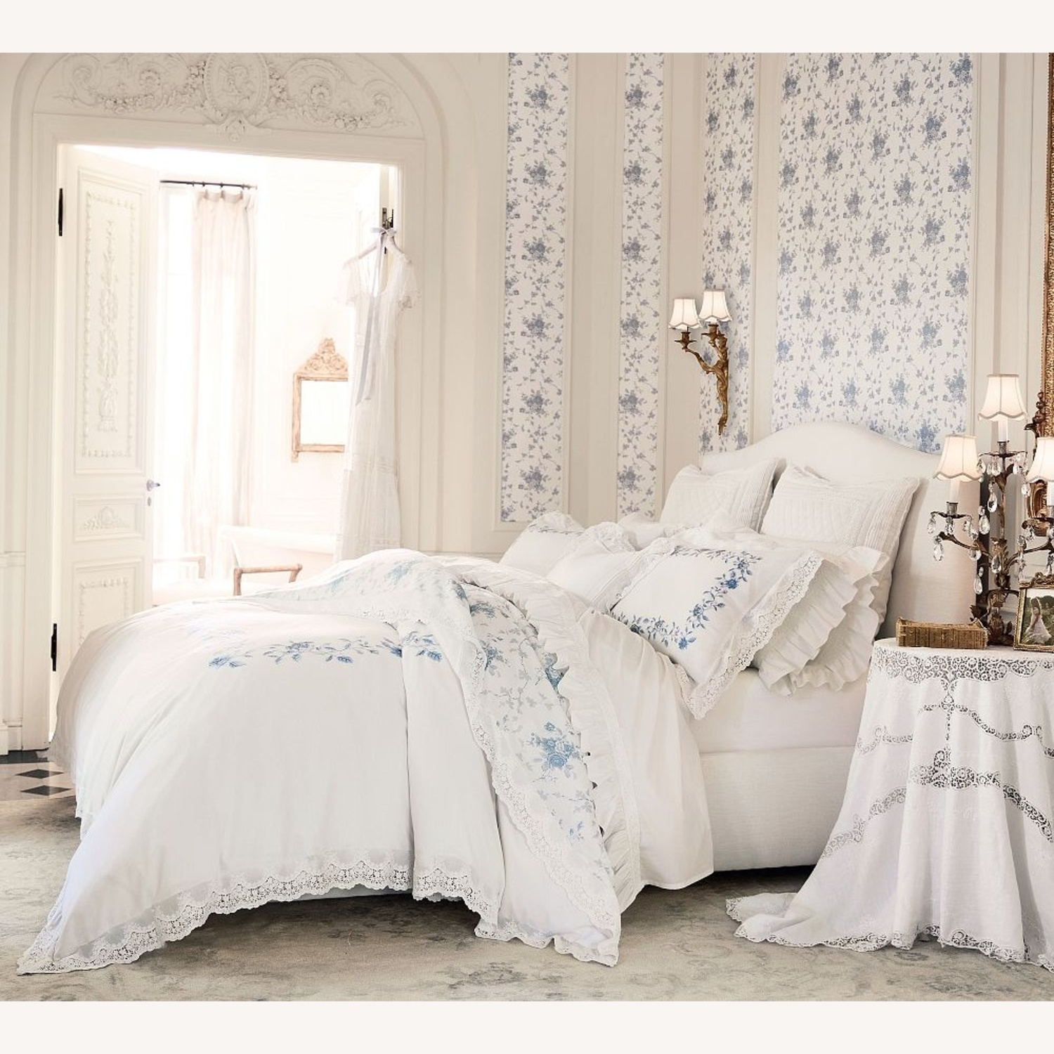 Pottery Barn Upholstered Queen Bed - image-10