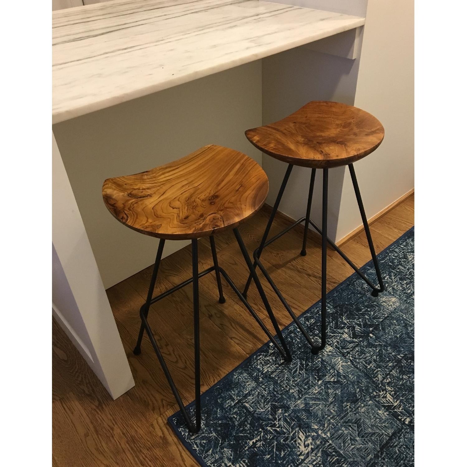 From the Source Teak Perch Bar Stool Set of 2 - image-4
