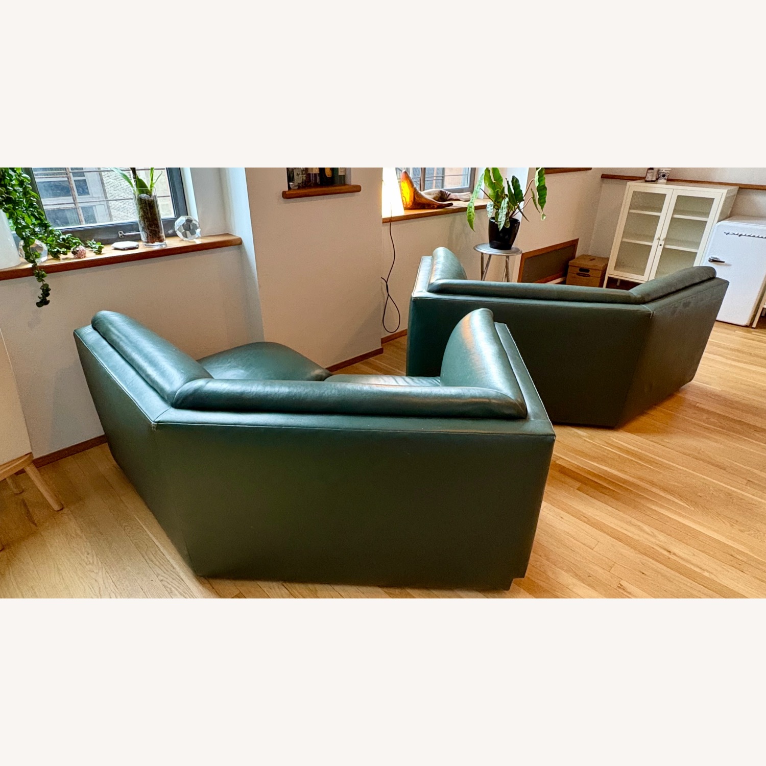 Custom Green Leather Two-Piece Sectional Sofa - image-6