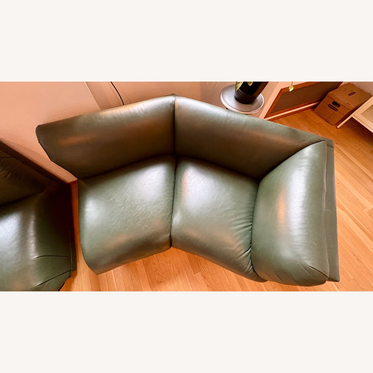 Custom Green Leather Two-Piece Sectional Sofa - image-5