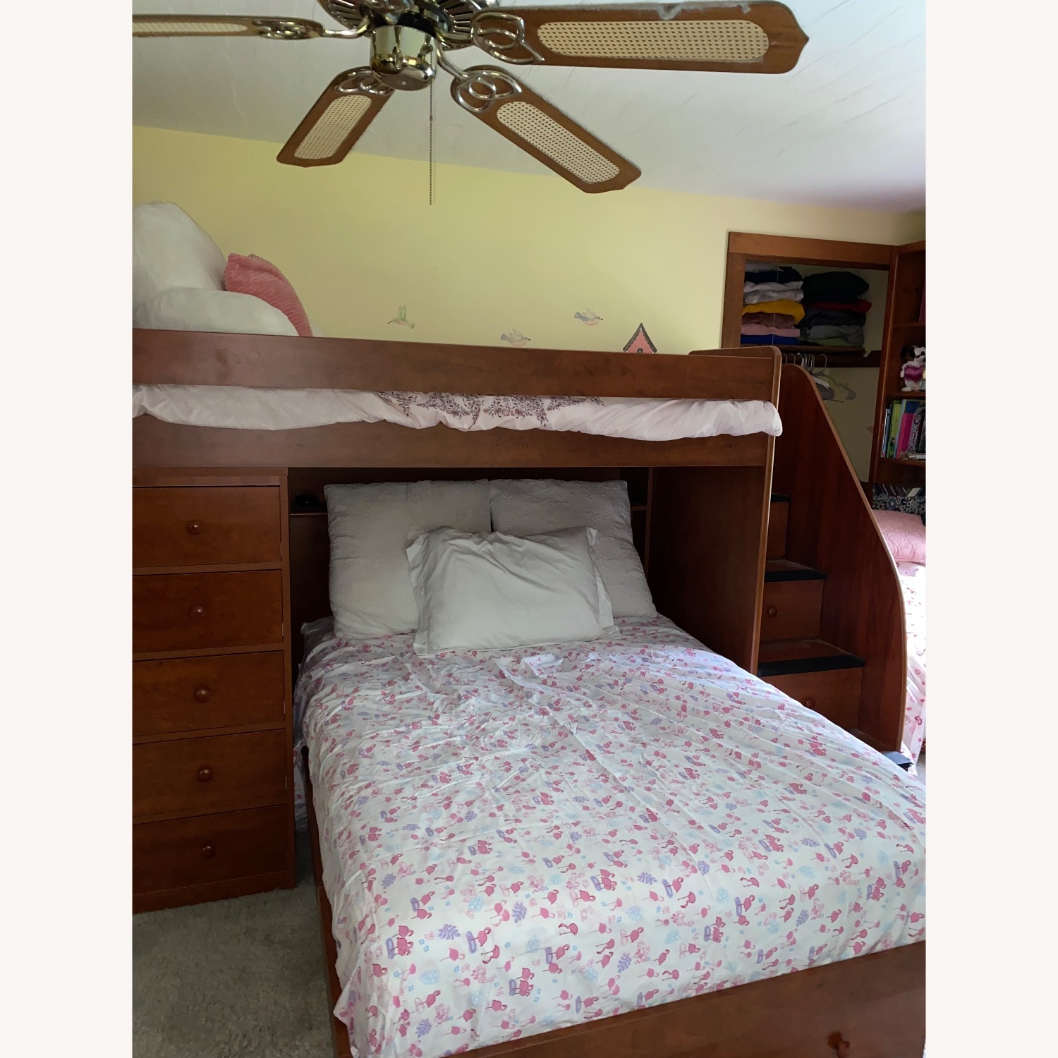 Twin Over Full Storage Dark Wood Bunk Bed - image-3