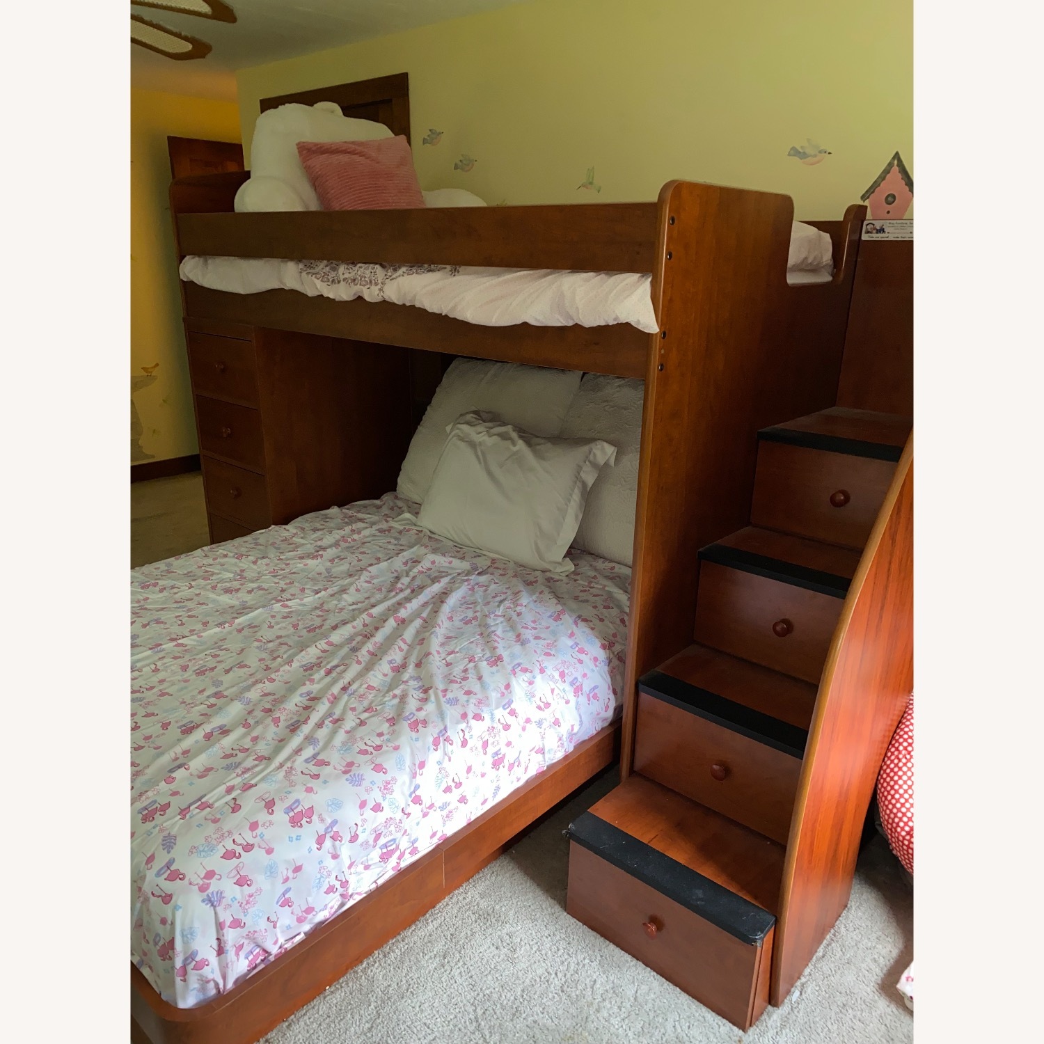 Twin Over Full Storage Dark Wood Bunk Bed - image-2
