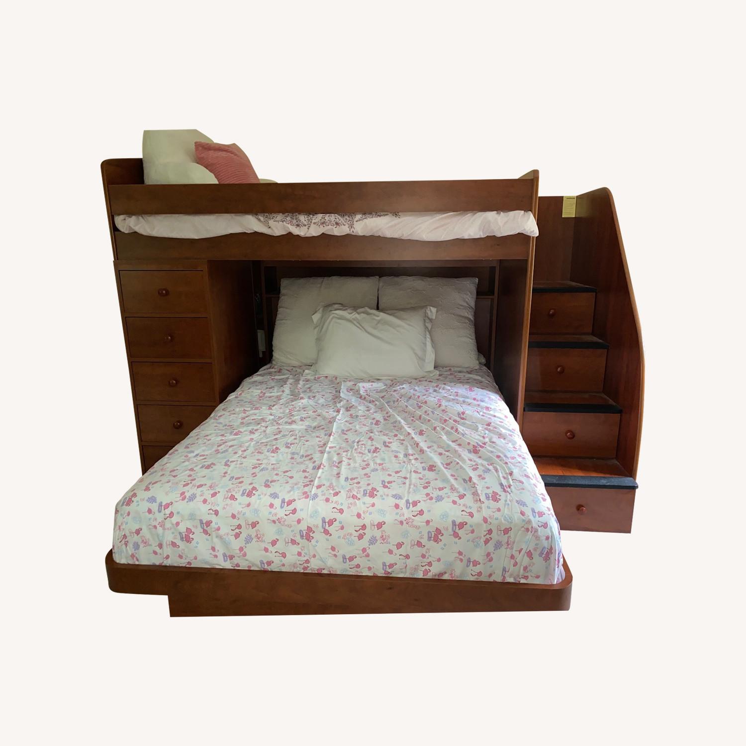 Twin Over Full Storage Dark Wood Bunk Bed - image-0