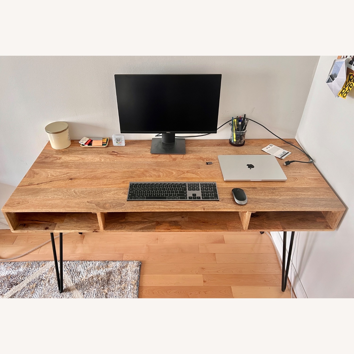 Solid Mango Wood Desk With Hairpin Legs - image-2