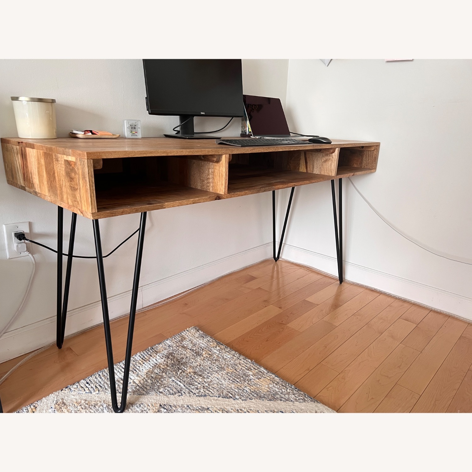 Solid Mango Wood Desk With Hairpin Legs - image-5