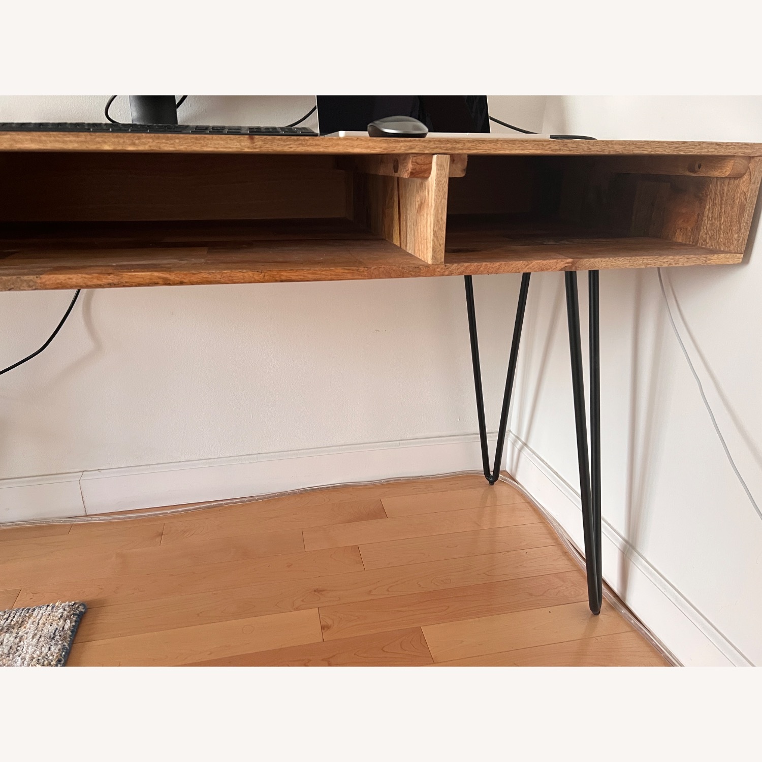 Solid Mango Wood Desk With Hairpin Legs - image-4