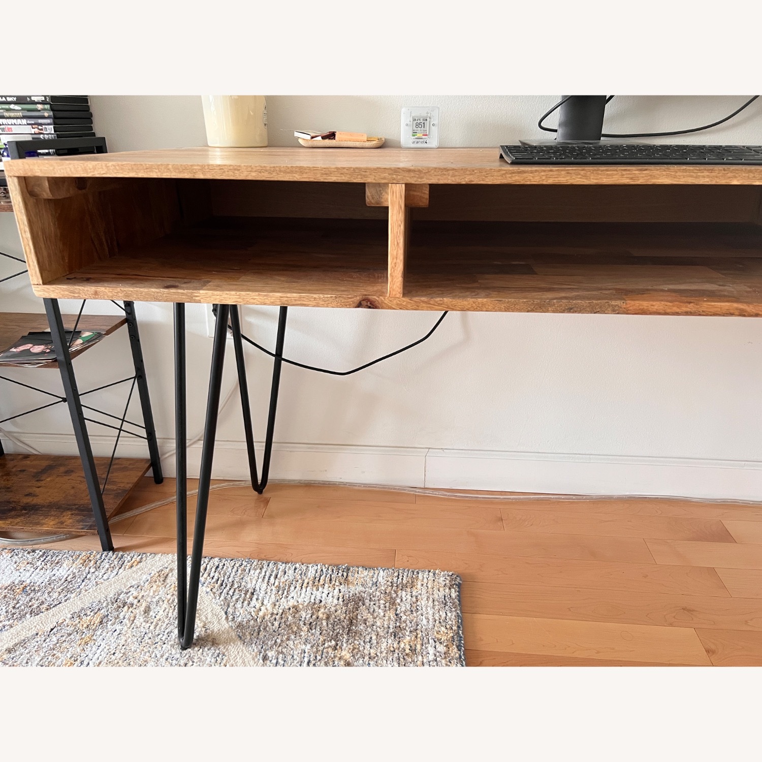 Solid Mango Wood Desk With Hairpin Legs - image-3