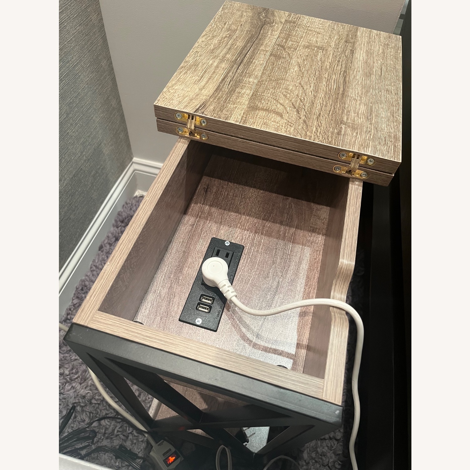 End Table with Built-In Outlets and USB Ports - image-2