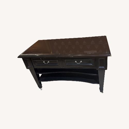 Used Black Lacquer 2-Drawer On Casters Side Table for sale on AptDeco