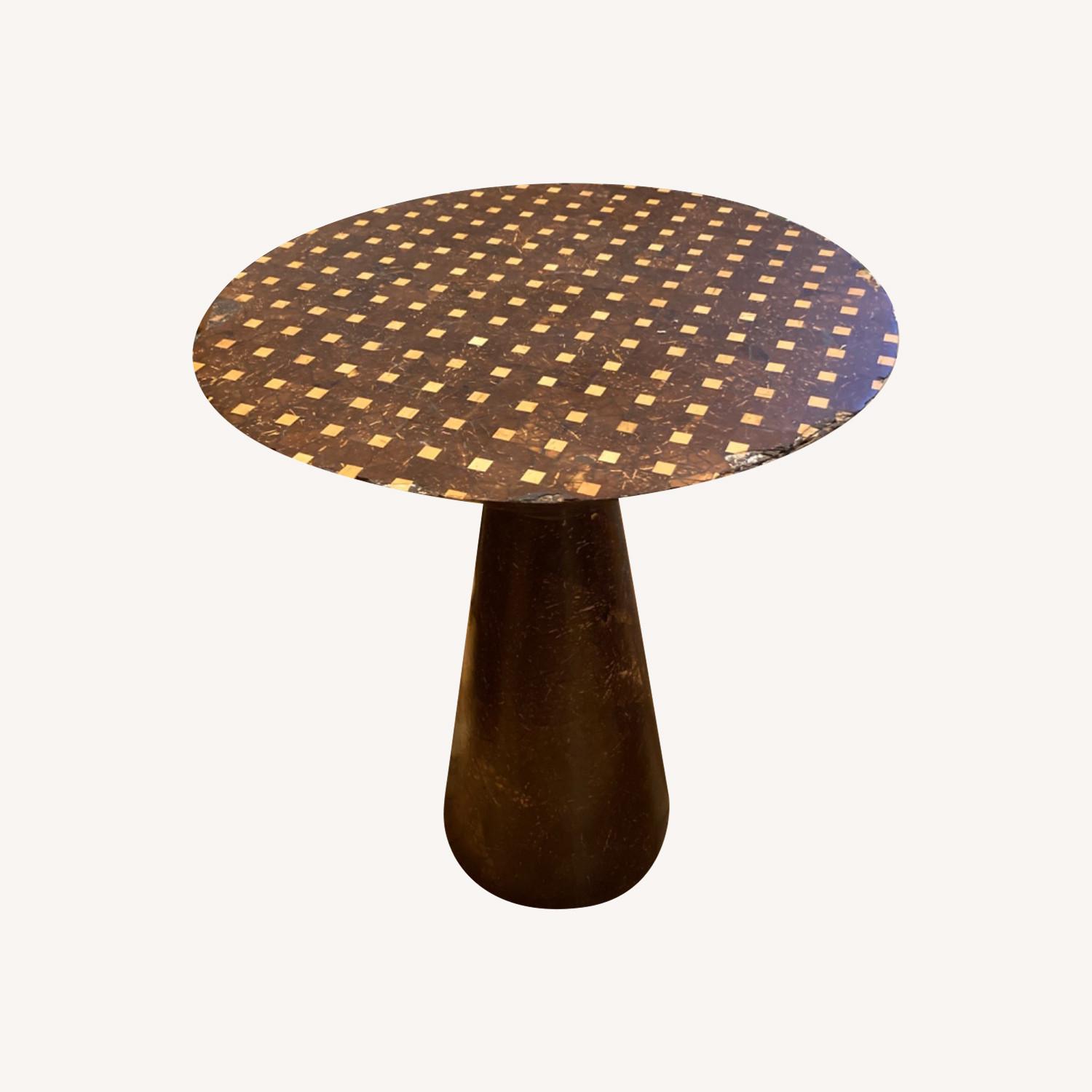 Indo Puri Cone Side Table, Handmade Coconut/Ivory - image-0