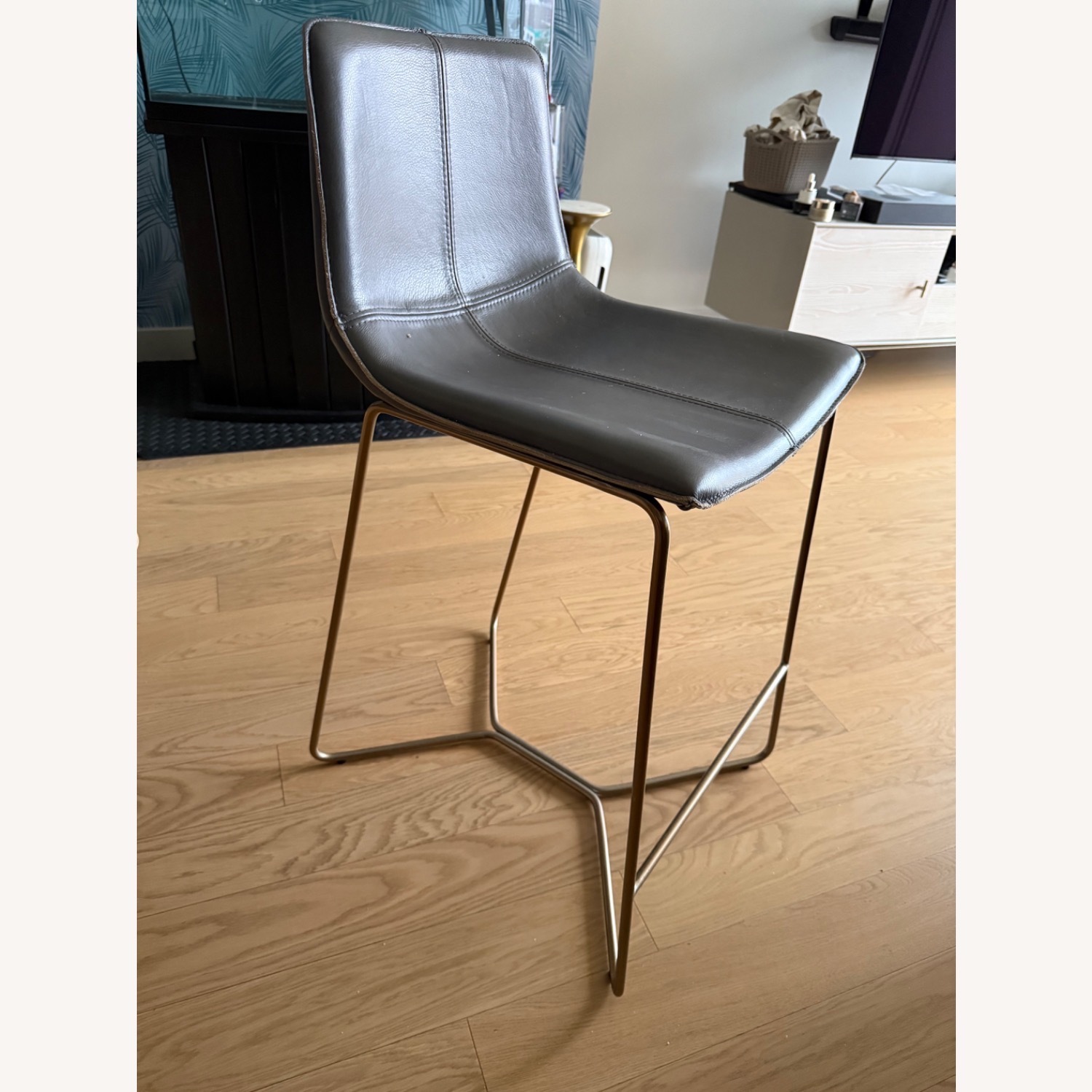 West Elm Slope Leather Bar Stools - image-2