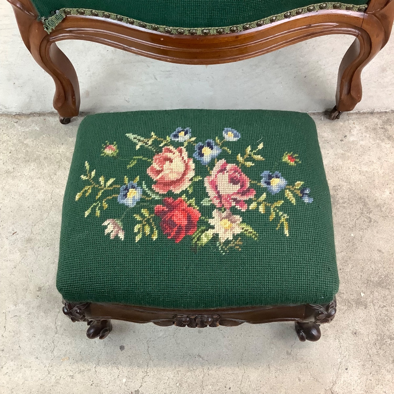 Vintage Needlepoint Armchair With Footstool - image-19