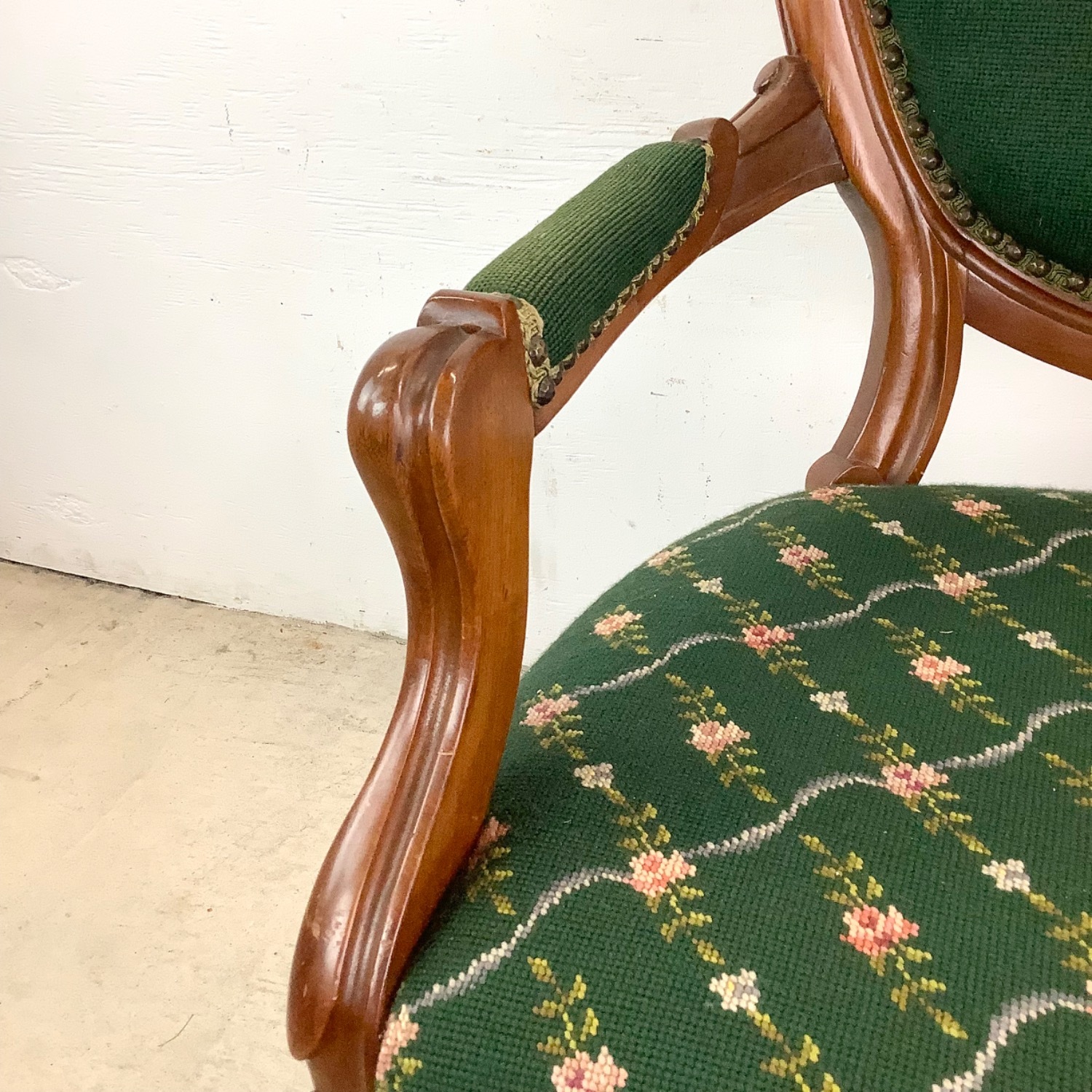 Vintage Needlepoint Armchair With Footstool - image-18