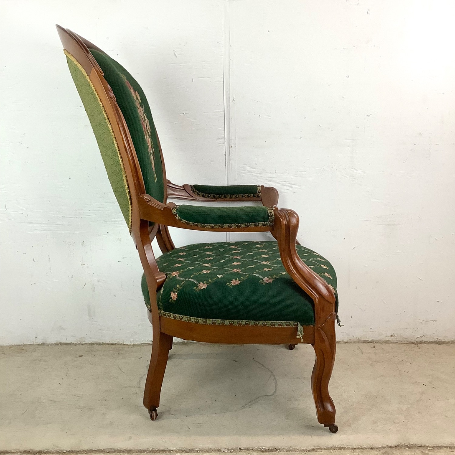 Vintage Needlepoint Armchair With Footstool - image-9