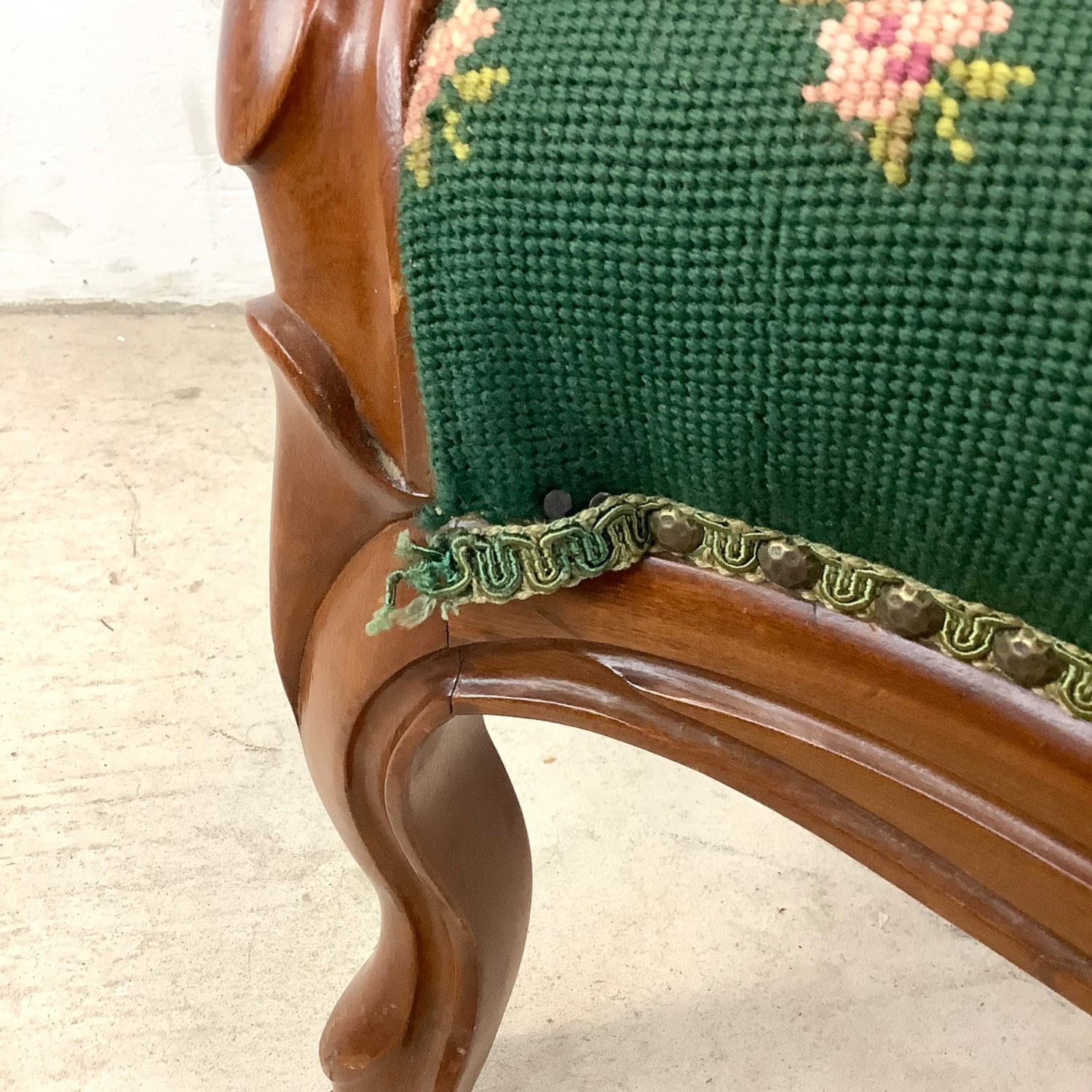 Vintage Needlepoint Armchair With Footstool - image-13