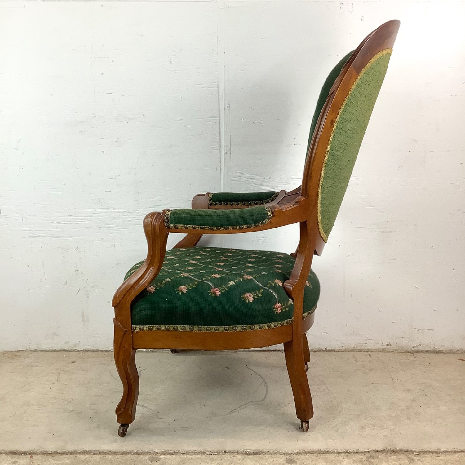 Vintage Needlepoint Armchair With Footstool - image-8