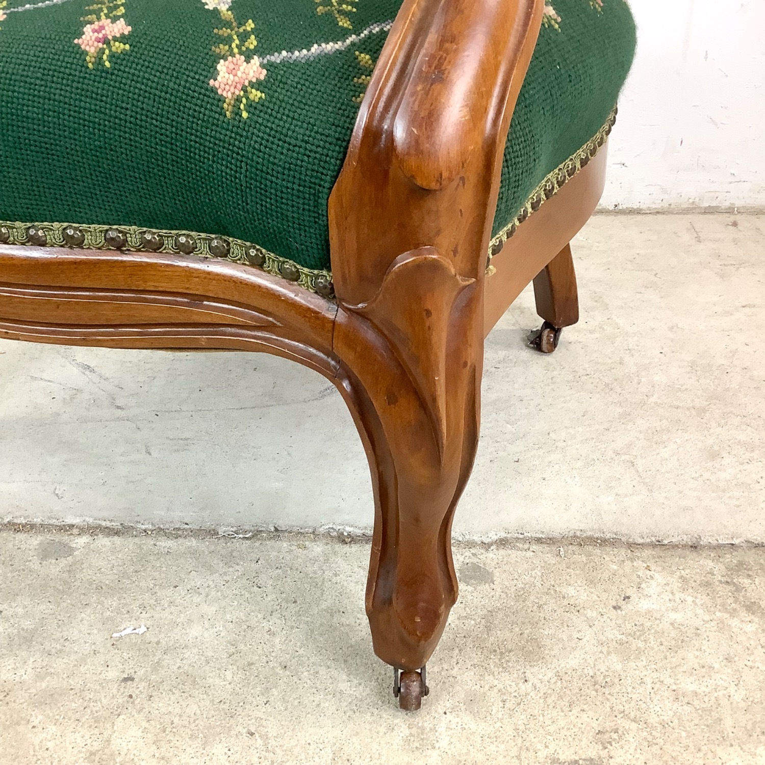 Vintage Needlepoint Armchair With Footstool - image-14