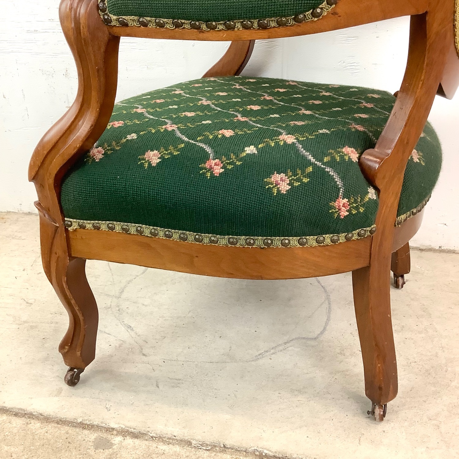 Vintage Needlepoint Armchair With Footstool - image-15